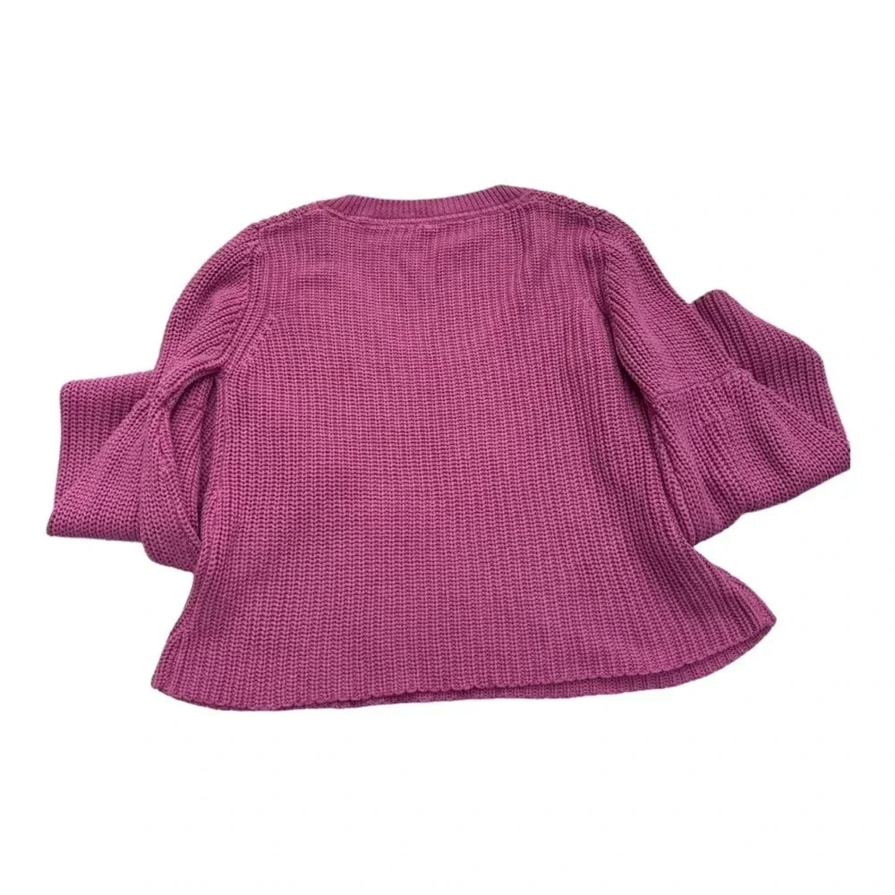 Free People Pink Damsel Bell Sleeve Cropped Knit Sweater // S - Picture 6 of 8